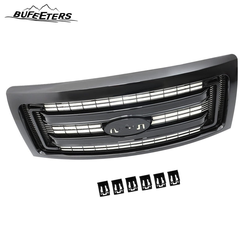BUFEETERS  Front Bumper Grille Fit For 2009 2010 2011 2012 2013 2014 Ford F150 F-150,Matte Black