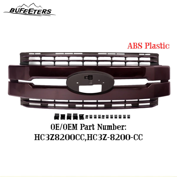 BUFEETERS Front Bumper Upper Grille Fit For 2017 2018 2019 F-250 F-350 F-450 F-550 Super Duty,
Lariat Style,Magma Red&Matte Black