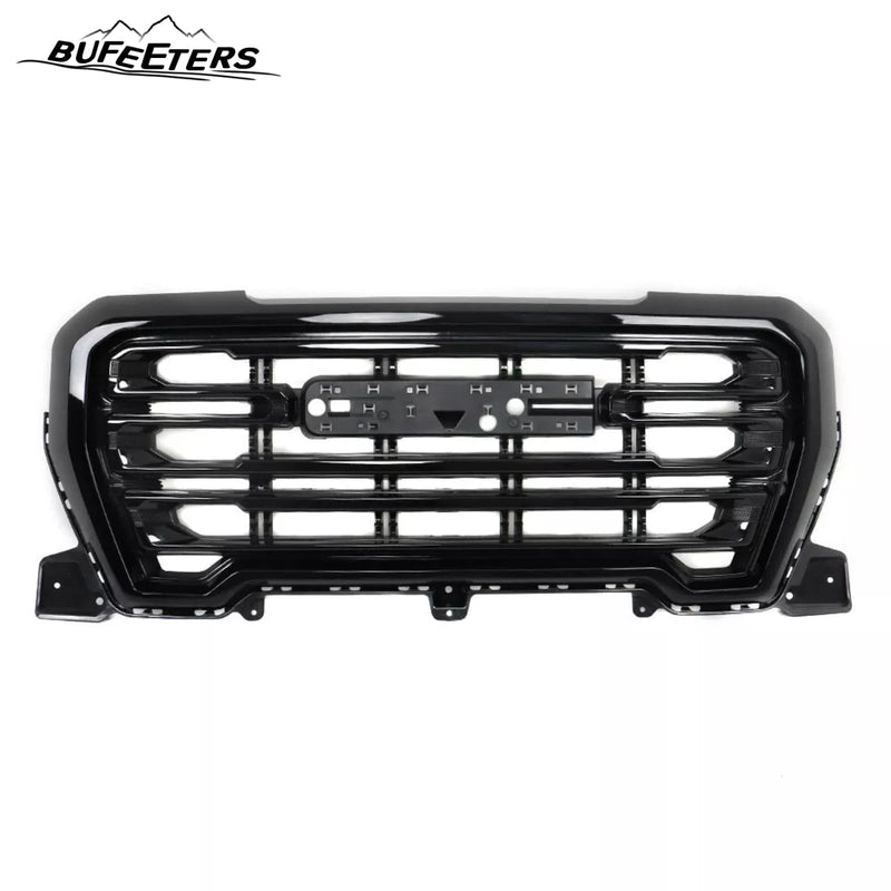 BUFEETERS Front Bumper Upper Grille With Gray Frame Assembly Fit For 2019 2020 2021 GMC Sierra 1500,Factory Style,Gloss Black&Gray