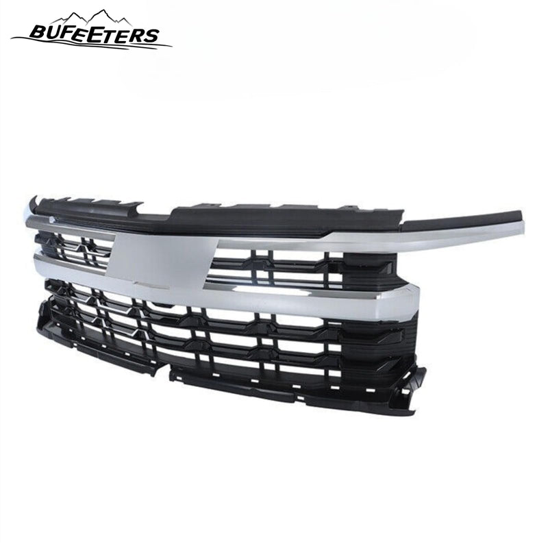 BUFEETERS Front Bumper Upper Grille Fit For 2022 2023 2024 Chevy Silverado 1500,Horizontal Billet Style,Chrome&Black