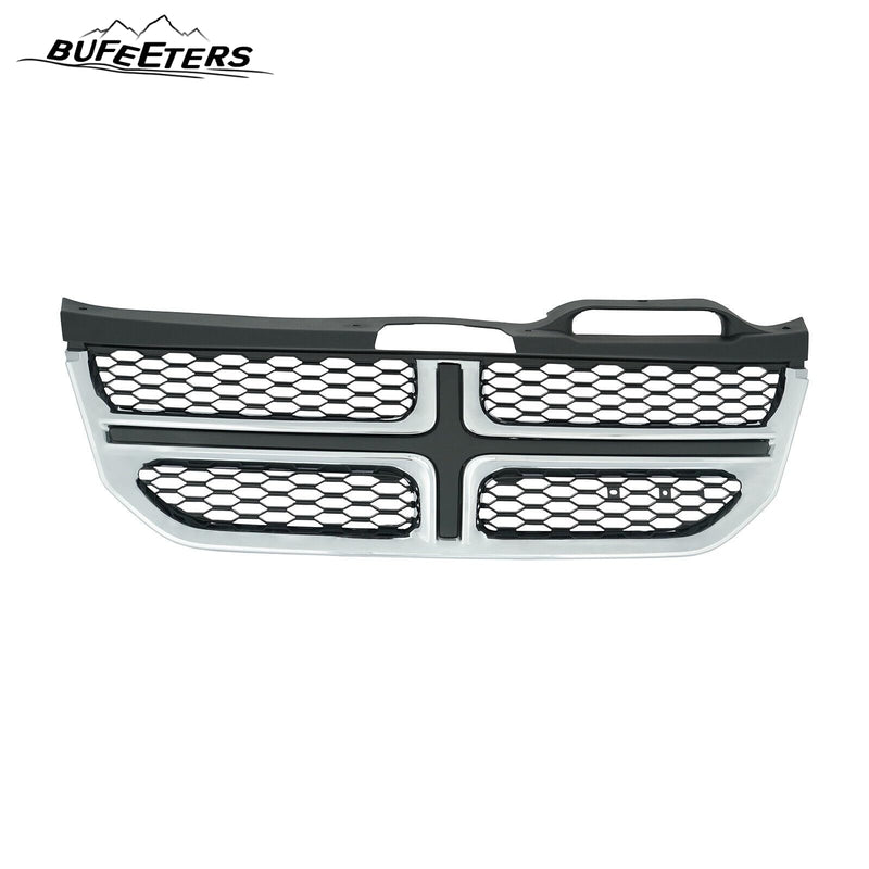 BUFEETERS  Front Bumper Upper Grille Fit For 2011 2012 2013 2014 2015 2016 2017 2018 2019 2020 Dodge Journey,Factory style,Black&Chrome
