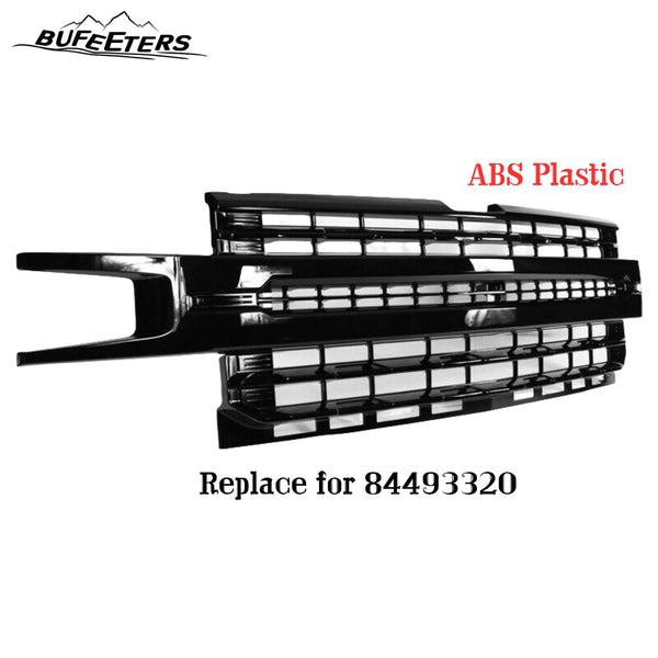 BUFEETERS Front Bumper Upper Grille Assembly Fit For 2019 2020 2021 Chevy Silverado 1500,LTZ Style/Horizontal Billet Style,Gloss Black