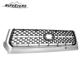 BUFEETERS Front Upper Grille & Hood Bulge Fit For 2014 2015 2016 2017 2018 2019 2020 Toyota Tundra,Honeycomb Style,Chorme&Black