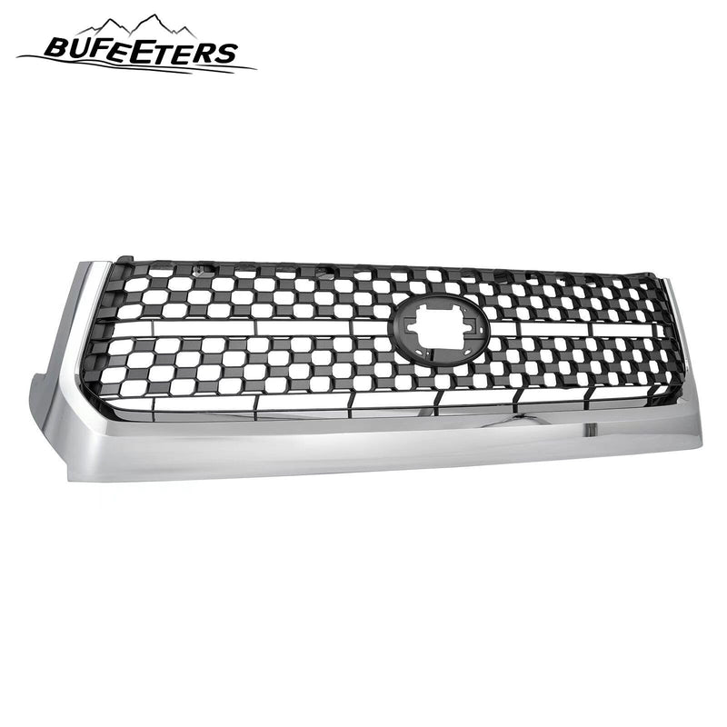 BUFEETERS Front Upper Grille & Hood Bulge Fit For 2014 2015 2016 2017 2018 2019 2020 Toyota Tundra,Honeycomb Style,Chorme&Black