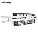 BUFEETERS Front Bumper Upper Grille Fit For 2019 2020 2021 Chevy Silverado 1500,Factory Style,GAZ Summit White&Matte Black
