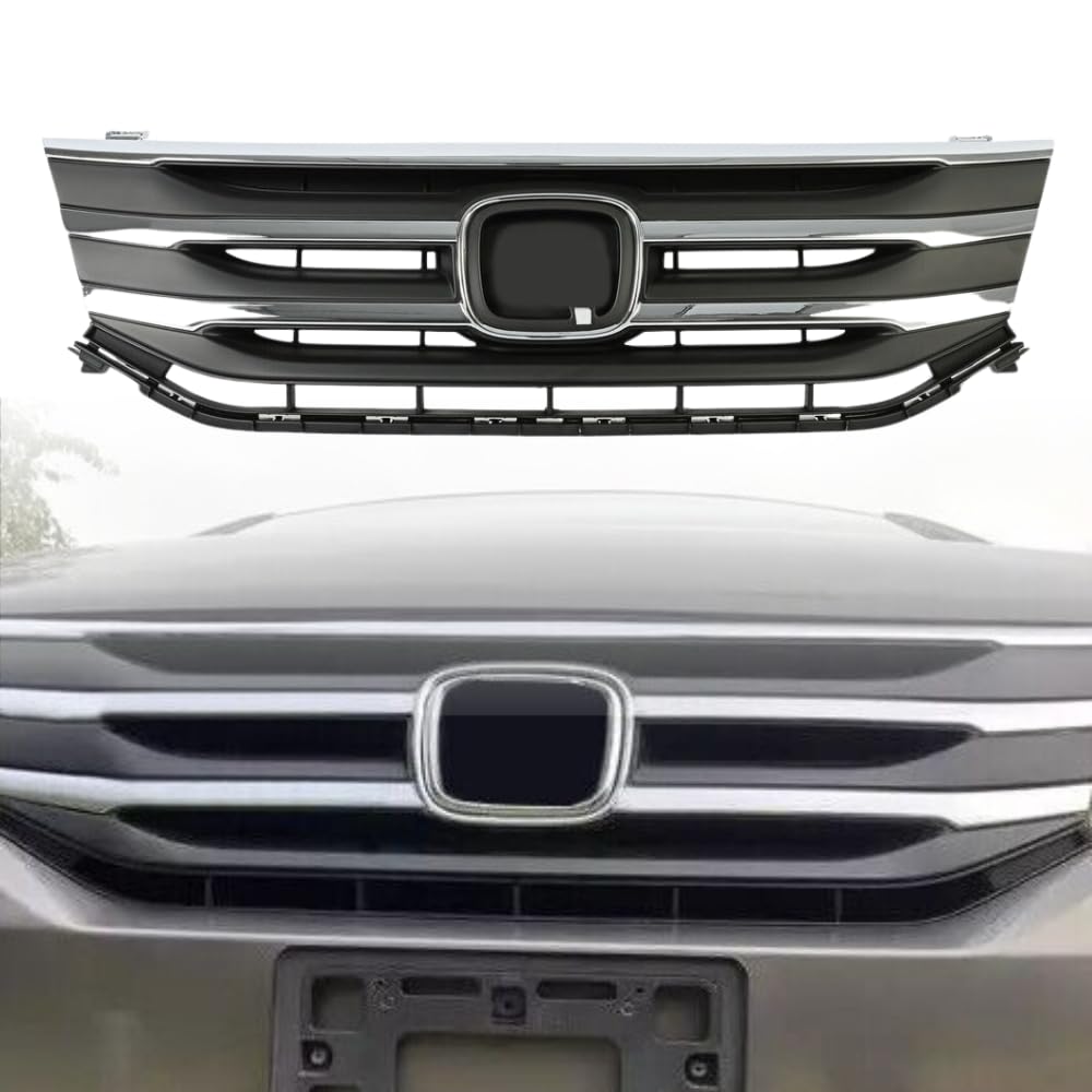 BUFEETERS New Front Grille Chrome Molding Fit For Honda Odyssey 2011 2012 2013 ,Factory Style,Silver+ Black