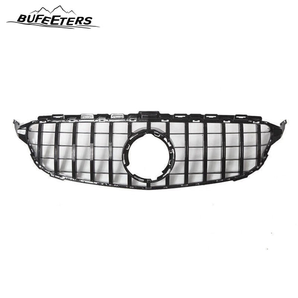 BUFEETERS Front Bumper Upper Grille W/o Camera Hole Fit For 2019 2020 2021 Mercedes Benz W205 C Class C200 C300,Black