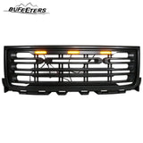BUFEETERS Front Bumper Upper Grille W/ LED Light Fit For 2011 2012 2013 2014 GMC Sierra 2500HD 3500HD Matte Black