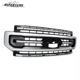 BUFEETERS Front Bumper Upper Grille Fit For 2020 2021 2022 F-250 F-350 Super Duty,Platinum Style,Brushed Satin Aluminum&Black