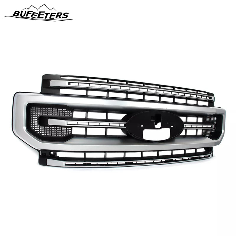 BUFEETERS Front Bumper Upper Grille Fit For 2020 2021 2022 F-250 F-350 Super Duty,Platinum Style,Brushed Satin Aluminum&Black
