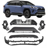 BUFEETERS  Front Bumper Upper Lower Grille Fog Light Cover Fit For Toyota RAV4 2019-2022 ,Honeycomb Style,Black