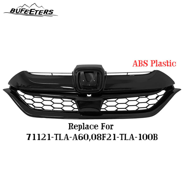 BUFEETERS  Front Bumper Upper Grille Fit For 2017 2018 2019 Honda CRV CR-V,Honeycomb Style,Gloss Black