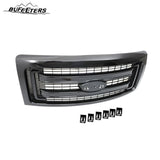BUFEETERS  Front Upper Grille Fit For 2009 2010 2011 2012 2013 2014 Ford F150 F-150,XLT Style,Gloss Black