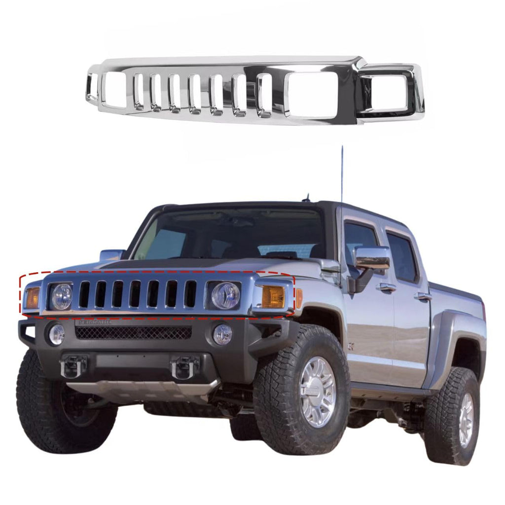 BUFEETERS Front Chrome Grille Assembly Fit For 2006 2007 2008 2009 2010 Hummer H3,Vertical Billet Style