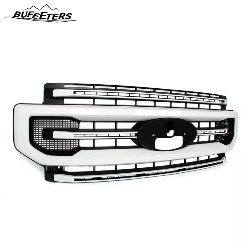 BUFEETERS Front Bumper Upper Grille Fit For 2020 2021 2022 F-250 F-350 F-450 F-550 Super Duty,Platinum Style,Oxford White&Matte Black