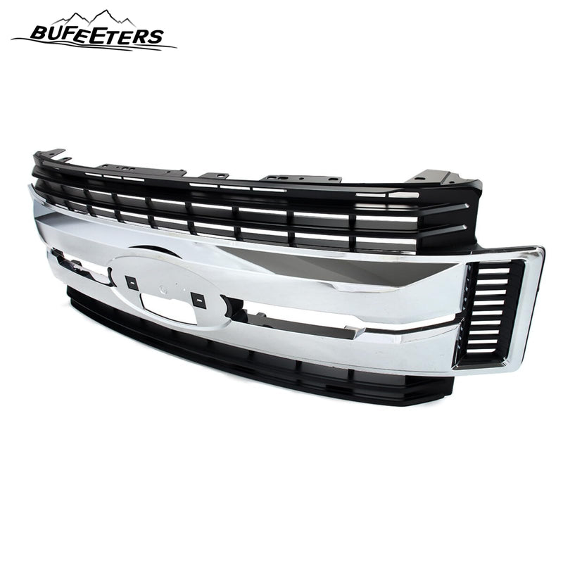 BUFEETERS Front Bumper Upper Grille Fit For 2017 2018 2019 F-250 F-350 F-450 F-550 Super Duty,XL Style,Chrome&Black