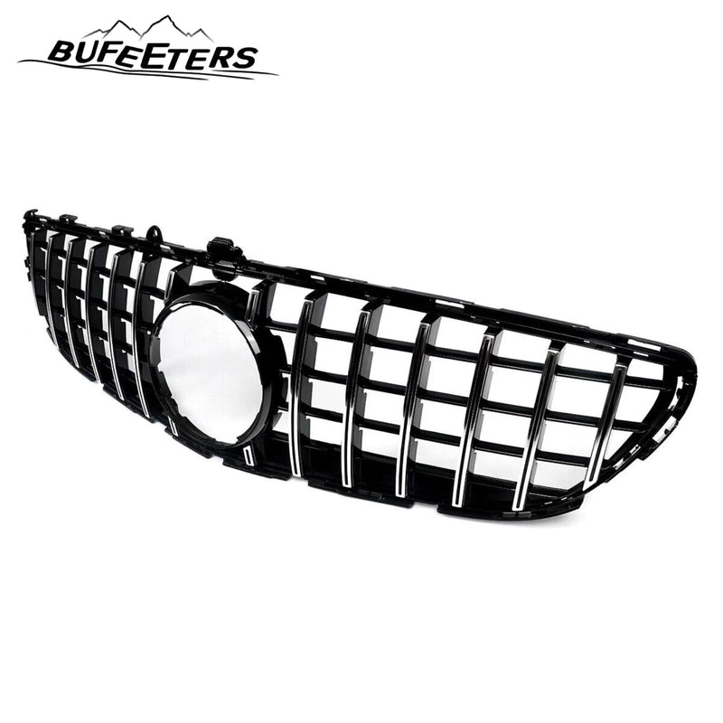 BUFEETERS  Front Bumper Upper Grille W/Camera Hole Fit For 2015 2016 2017 2018 Mercedes Benz W218 CLS400 CLS550,GTR Style,Chrome&Black