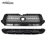 BUFEETERS  Front Bumper Upper Grille Grill & Hood Bulge Fit For 2014 2015 2016 2017 2018 2019 2020 Toyota Tundra,Honeycomb Style,Gloss Black&Gary