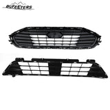BUFEETERS 2PCS Front Upper W/Chrome Trim Grille+Lower Grille Fit For 2019 2020 2021 2022 2023 Ford Transit Connect,Mesh Style,Chrome&Black