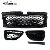 BUFEETERS  Front Grille Pair Air Side Vents Fit For 2006 2007 2008 2009 Range Rover Sport,Honeycomb Style,Gloss Black