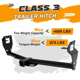 BUFEETERS Class 3 Trailer Hitch 2" Receiver Black Steel Fit For Jeep Renegade 2015-2023