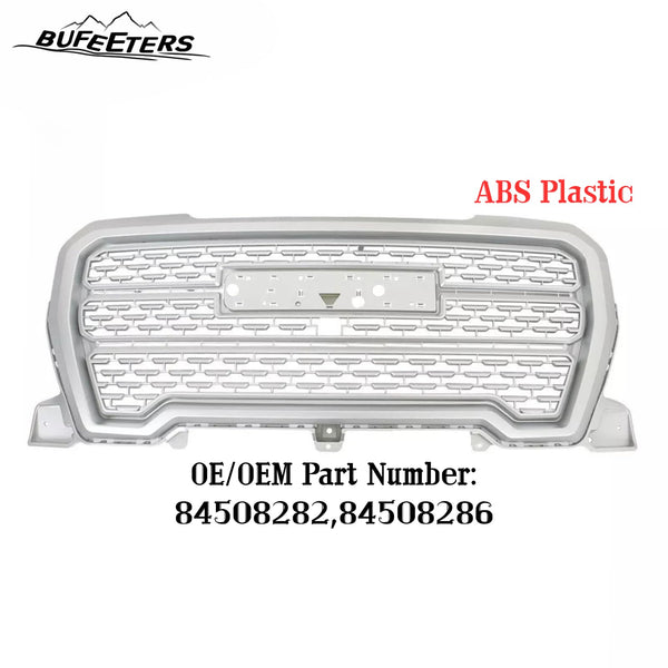 BUFEETERS Front Bumper Upper Grille Fit For 2019 2020 2021 GMC Sierra 1500,Denali Style,Silver