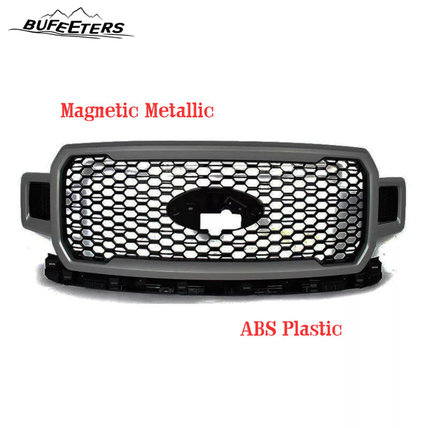BUFEETERS  Front Radiator Grille Grill Assembly Fit For 2018 2019 2020 Ford F-150,Honeycomb Style,Magnetic Metallic&Black