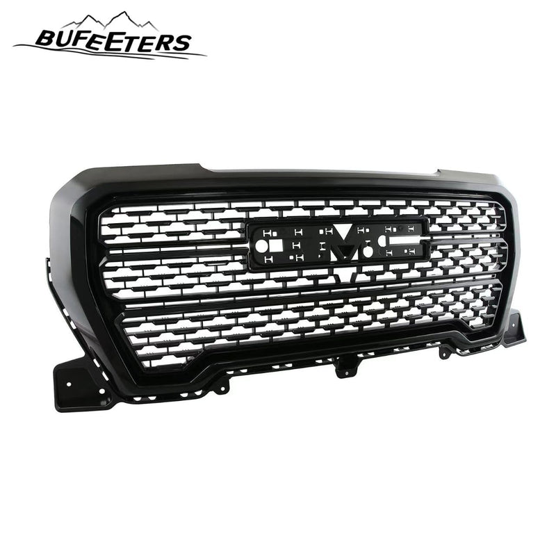BUFEETERS Front Bumper Upper Grille Fit For 2019 2020 2021 GMC Sierra 1500,Denali Style,Gloss Black