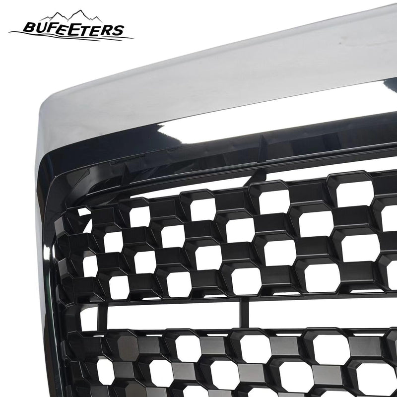 BUFEETERS Front Bumper Upper Grille Fit For 2014 2015 2016 2017 2018 2019 2020 Toyota Tundra,Honeycomb Style,Chrome&Matte Black