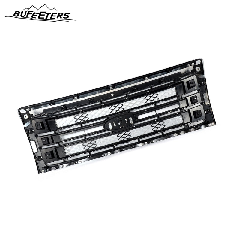BUFEETERS Front Bumper Upper Grille Fit For 2009 2010 2011 2012 2013 2014 Ford F150 F-150,Factory Platinum Style,Satin Aluminum&Matte Black