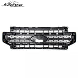 BUFEETERS Front Bumper Upper Grille Fit For 2020 2021 2022 F-250 F-350 F-450 F-550 Super Duty,Lariat Sport Style,UX Ingot Silver&Matte Black