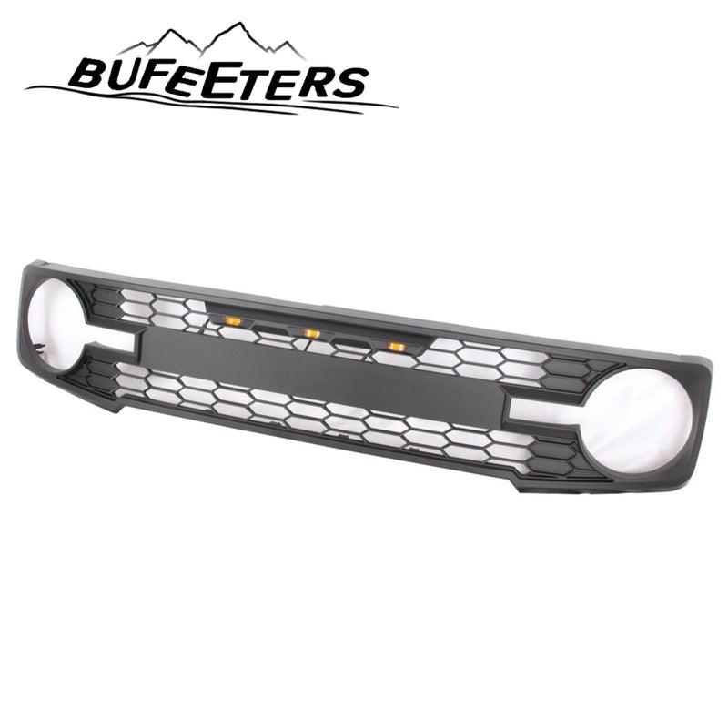 BUFEETERS  Front Bumper Upper Grille Fit For 2021 2022 2023 Ford Bronco,Raptr Style,Matte Black,Lights Amber