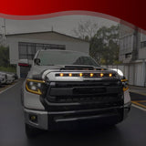 BUFEETERS  Front Upper Hood Scoop With Small Lights Fit For Toyota Tundra 2014 2015 2016 2017 2018 2019 2020 2021,Gloss Black