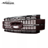 BUFEETERS Front Bumper Upper Grille Fit For 2017 2018 2019 F-250 F-350 F-450 F-550 Super Duty,Platinum Style,E2 Magma Red &Matte Black
