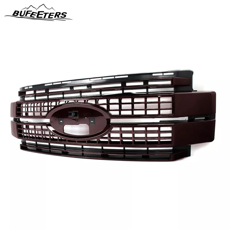 BUFEETERS Front Bumper Upper Grille Fit For 2017 2018 2019 F-250 F-350 F-450 F-550 Super Duty,Platinum Style,E2 Magma Red &Matte Black