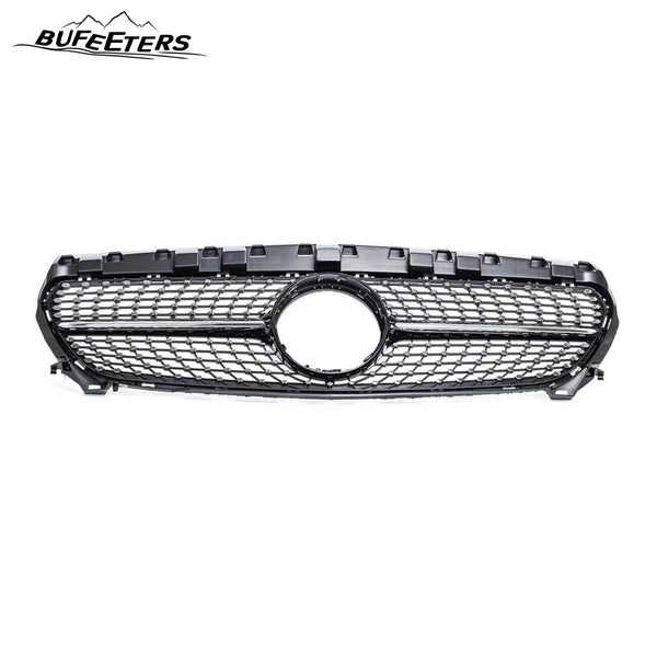 BUFEETERS Front Upper Grille W/o Camera Hole Fit For 2013 2014 2015 2016 Benz C117 W117 CLA-CLASS CLA180 200 250 45 AMG,Diamond Style,Chrome&Black