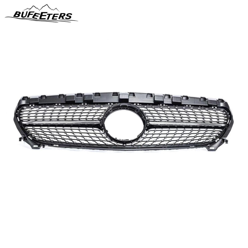 BUFEETERS Front Upper Grille W/o Camera Hole Fit For 2013 2014 2015 2016 Benz C117 W117 CLA-CLASS CLA180 200 250 45 AMG,Diamond Style,Chrome&Black