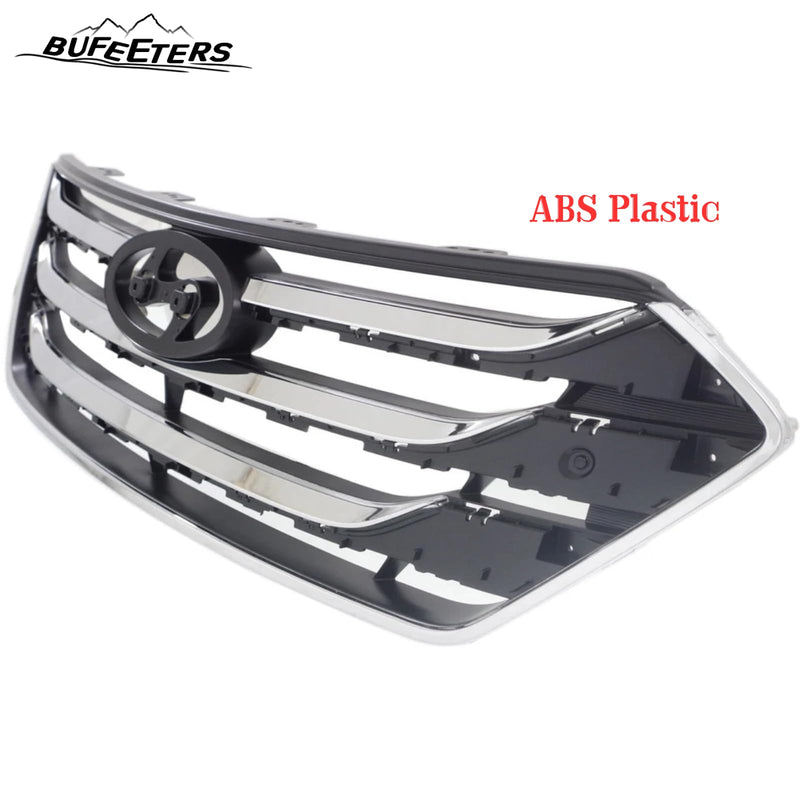 BUFEETERS    Front Bumper Upper Grille Fit For 2013 2014 2015 2016 Hyundai Santa Fe Sport,Chrome&Black