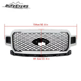 BUFEETERS  Front Radiator Grille Grill Assembly Fit For 2018 2019 2020 Ford F-150,Honeycomb  
 Style,Chrome&Black