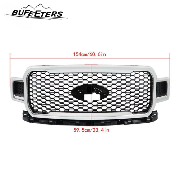 BUFEETERS  Front Radiator Grille Grill Assembly Fit For 2018 2019 2020 Ford F-150,Honeycomb  
 Style,Chrome&Black