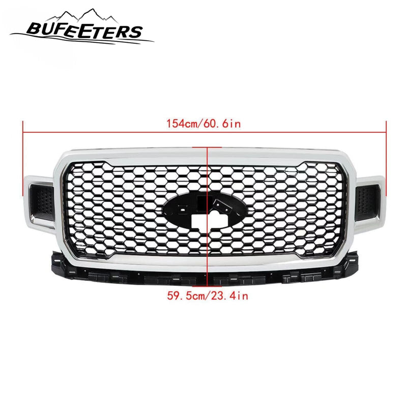BUFEETERS  Front Radiator Grille Grill Assembly Fit For 2018 2019 2020 Ford F-150,Honeycomb  
 Style,Chrome&Black