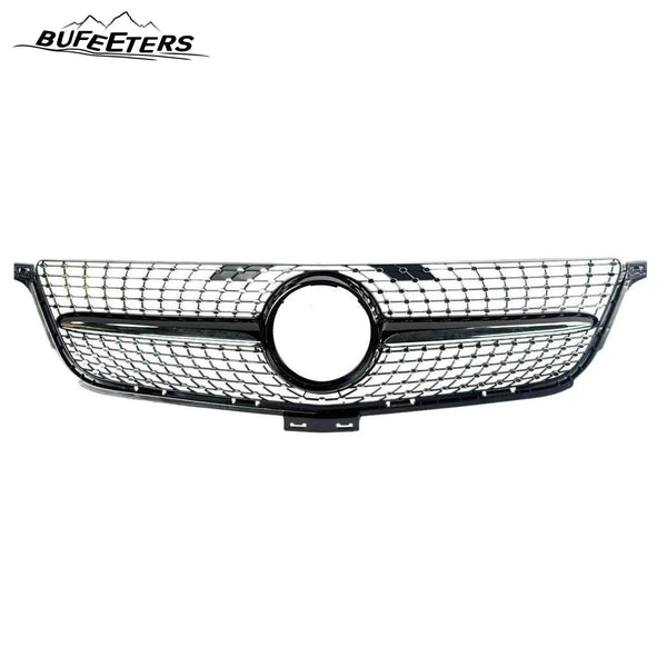BUFEETERS   Front Bumper Upper Grille W/o Camera Hole Fit For 2012 2013 2014 2015 Benz W166 ML-Class Facelift,Diamond Style,Gloss Black