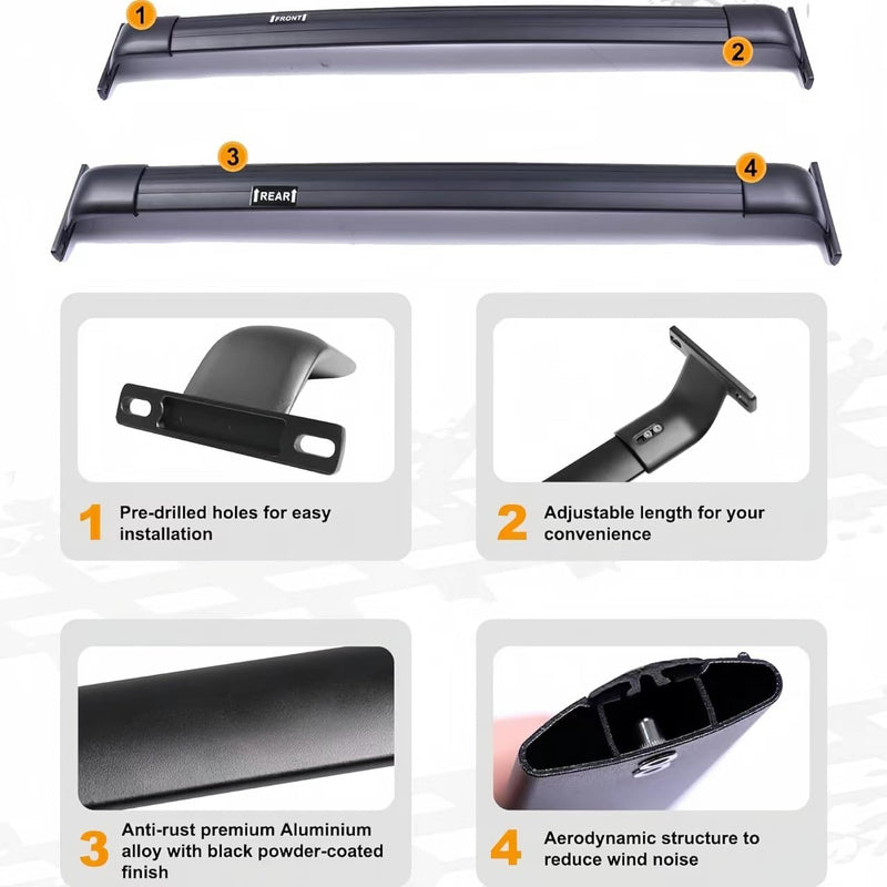 BUFEETERS   Roof Rack Cross Bars Fit For 2021 2022 2023 2024 Toyota Sienna,Black,220 lbs