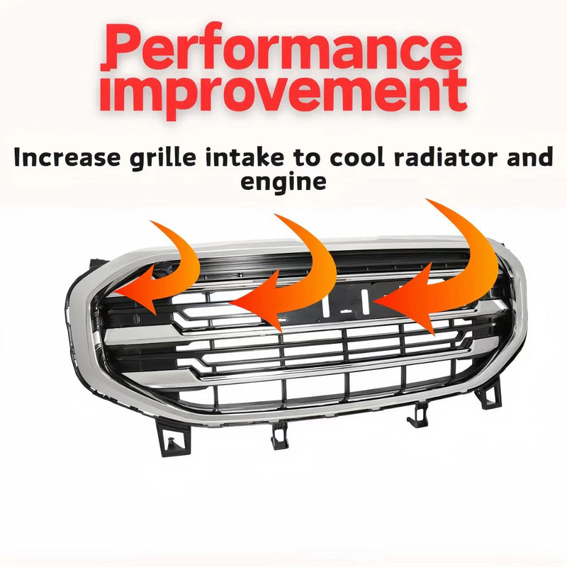 BUFEETERS Front Bumper Upper Grille Grill Fit For 2018 2019 2020 2021 GMC Terrain,Black & Chrome