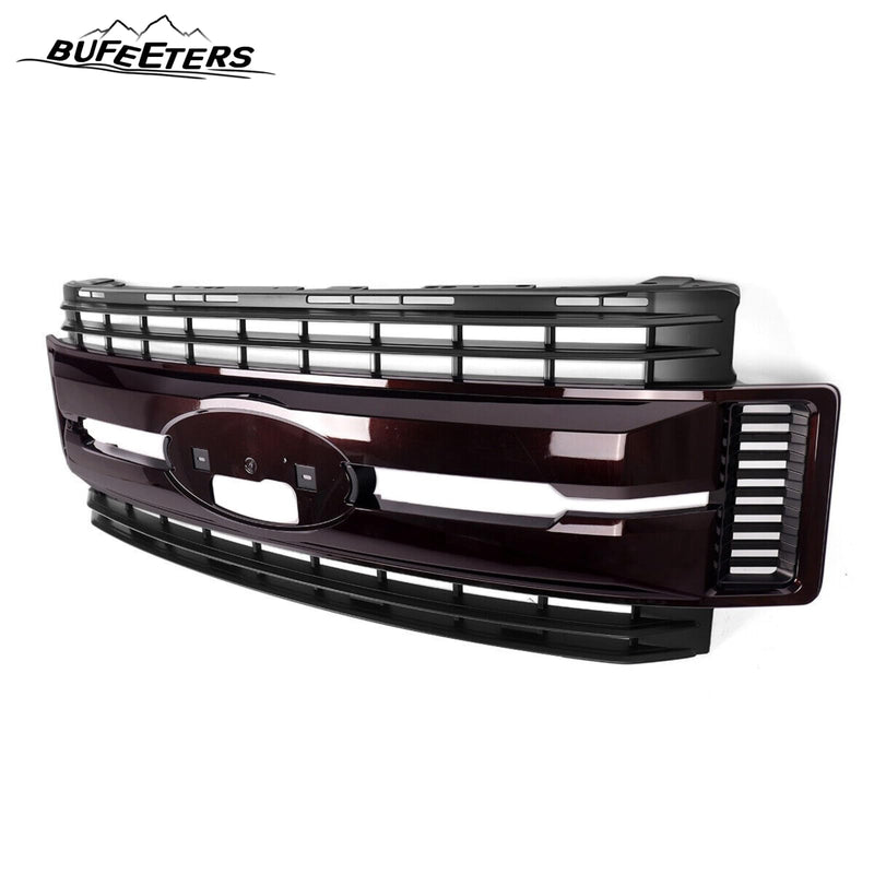 BUFEETERS Front Bumper Upper Grille Fit For 2017 2018 2019 F-250 F-350 F-450 F-550 Super Duty,XL Style,Magma Red&Matte Black