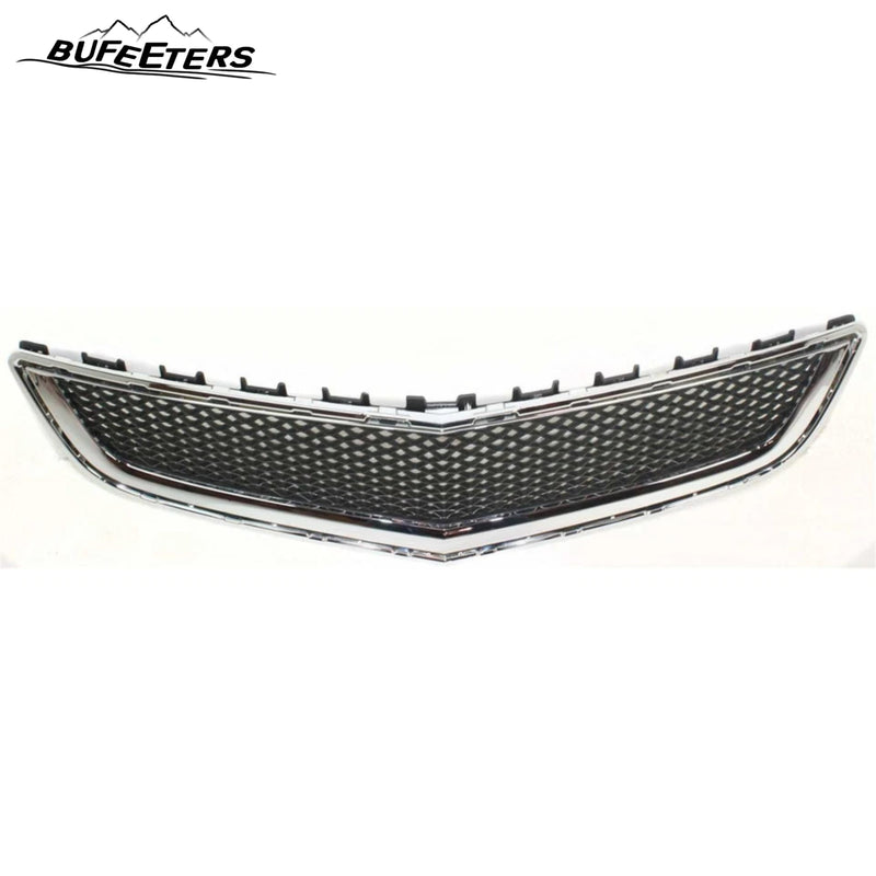 BUFEETERS  Front Bumper Upper Lower Grille Kit Fit For 2009 2010 2011 2012 Chevy Chevrolet Traverse,Honeycomb Style,Chrome Shell w/ Black Insert