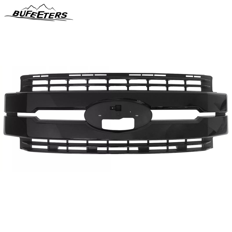 BUFEETERS Front Bumper Upper Grille Fit For 2017 2018 2019 F-250 F-350 F-450 F-550 Super Duty,Lariat Style,Gloss Black