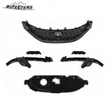 BUFEETERS  6PCS Front Radiator Grille Headlight & Bumper Brackets Fit For 2013 2014 2015 Honda Civic Sedan,Mesh Style,Chrome&Black