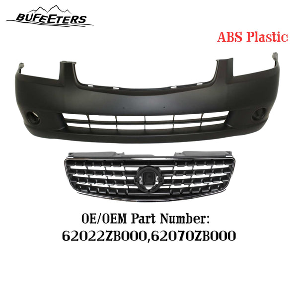 BUFEETERS Front Bumper Cove + Grille Assembly Fit For 2005 2006 Nissan Altima Sedan,Factory Style,Chrome&Dark Gray&Black