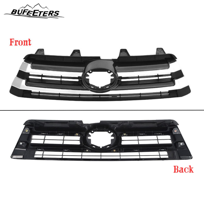 BUFEETERS Front Bumper Upper + Lower Grille w/Camera Hole Fit For 2017 2018 2019 Toyota Highlander,Factory Style,Chrome&Black